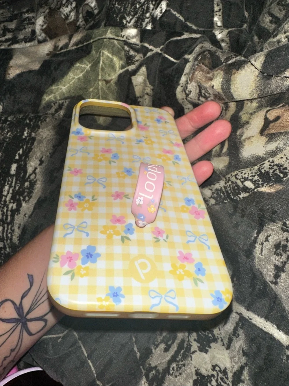 Loopy Case Yellow Floral Gingham Phone Case iPhone 14 Pro Max